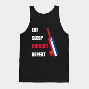 Eat Sleep Cricket Repeat Netherlands Flag Cricket Bat Tank Top